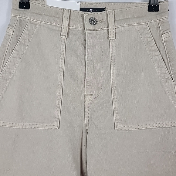NEW 7 For All Mankind Women's ULTRA HIGH RISE JO Sand Beige Sz 25 NWT $228 - Picture 2 of 9